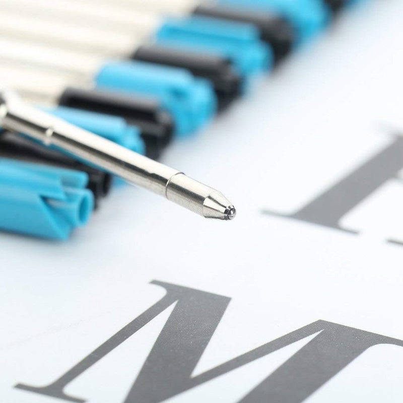 Onwon 30 Pieces Replaceable Ballpoint Pen Refills 1.0mm Medium Point Metal Refill Smooth Writing Ball Point Pen Refills Black & Blue Ink - Image 5